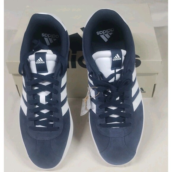 adidas VL Court 3.0 Navy Blue/White Suede Low Men\'s Size 10.5 ID6275 New In Box